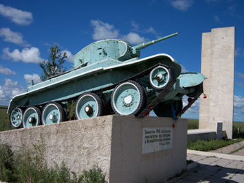 Supposed tank driven by 11th Tank Brigade Commander Mikhail Yakovlev in a war cemetery on the west bank of  Khalkin Gol.