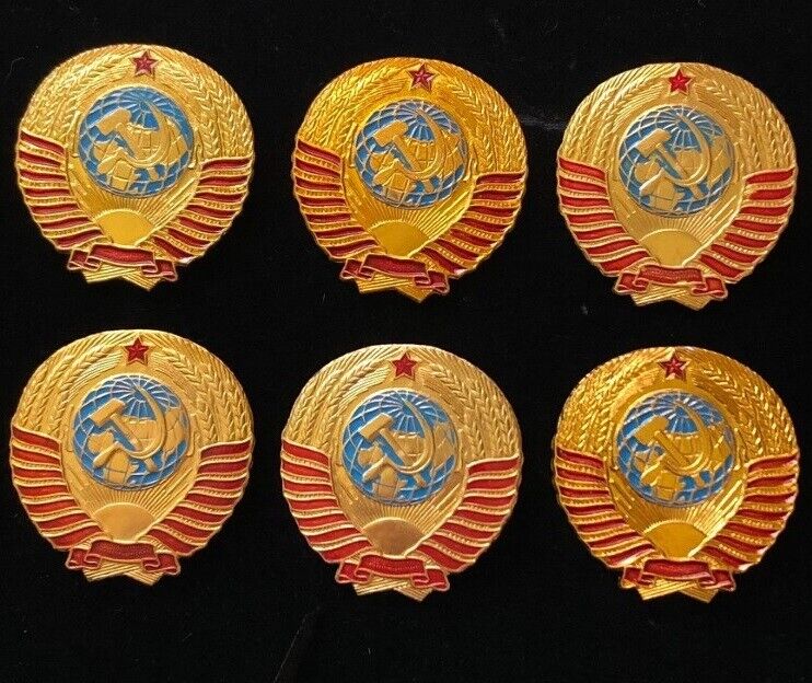 USSR SOVIET RUSSIAN PIN badge EMBLEM RED STAR coat of arms - Lot of 6