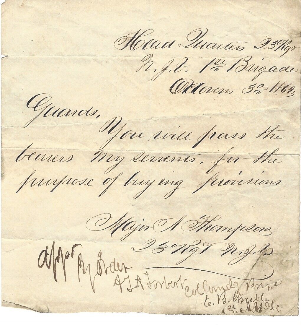 Col. Torbert Signs Military Pass Permitting Slave-Servants To Buy Provisions