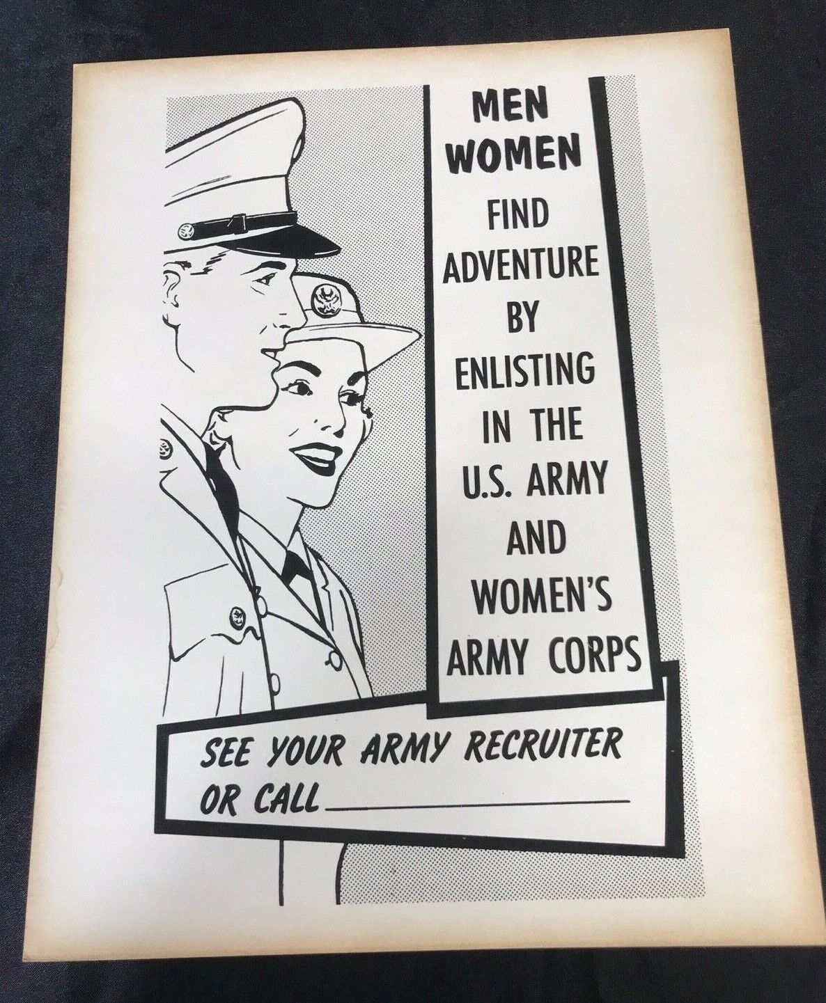 Vintage Original US Army & Women\'s Army Corps Recruiting Poster