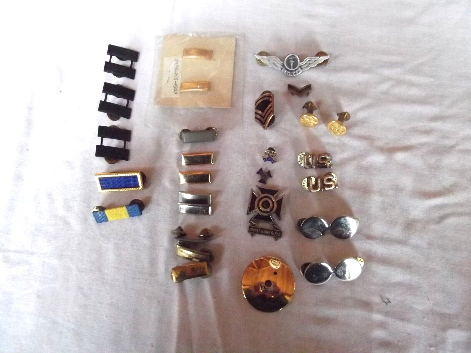 vtg lot 27  military pins  ROTC eagle cuff links small bore rifle gold brass