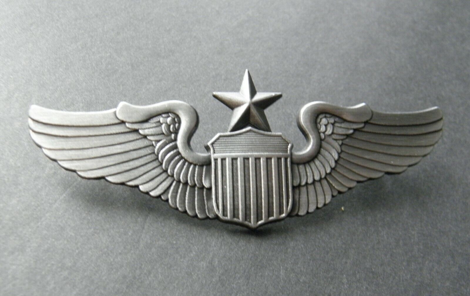 USAF AIR FORCE LARGE SENIOR PILOT WINGS LAPEL PIN BADGE 3 INCHES