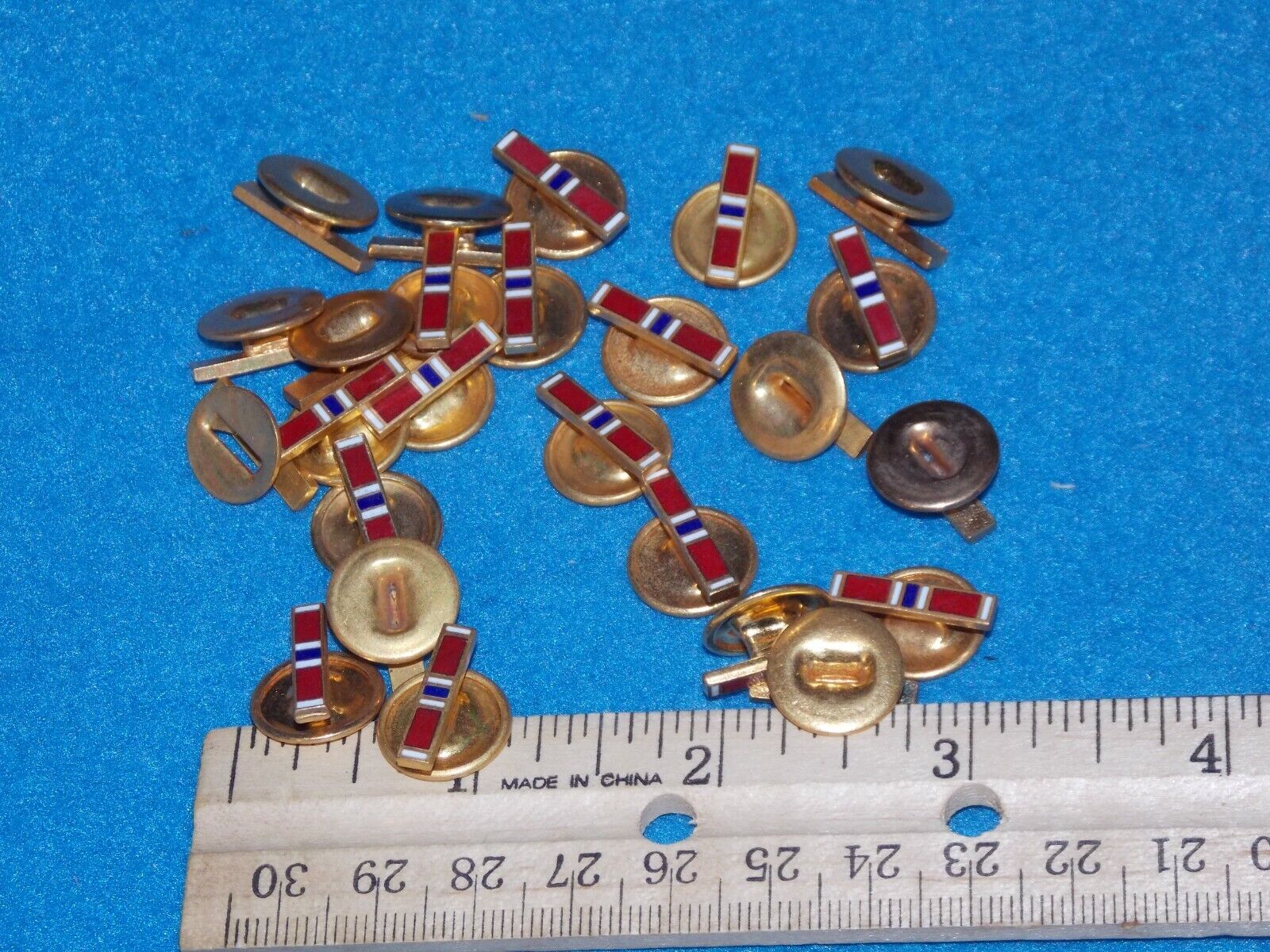 VINTAGE - LOT OF 25  - BRONZE STAR MEDAL RIBBON BAR BUTTONS - NEW