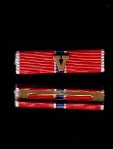 One Genuine US Bronze Star medal Ribbon bar with V device