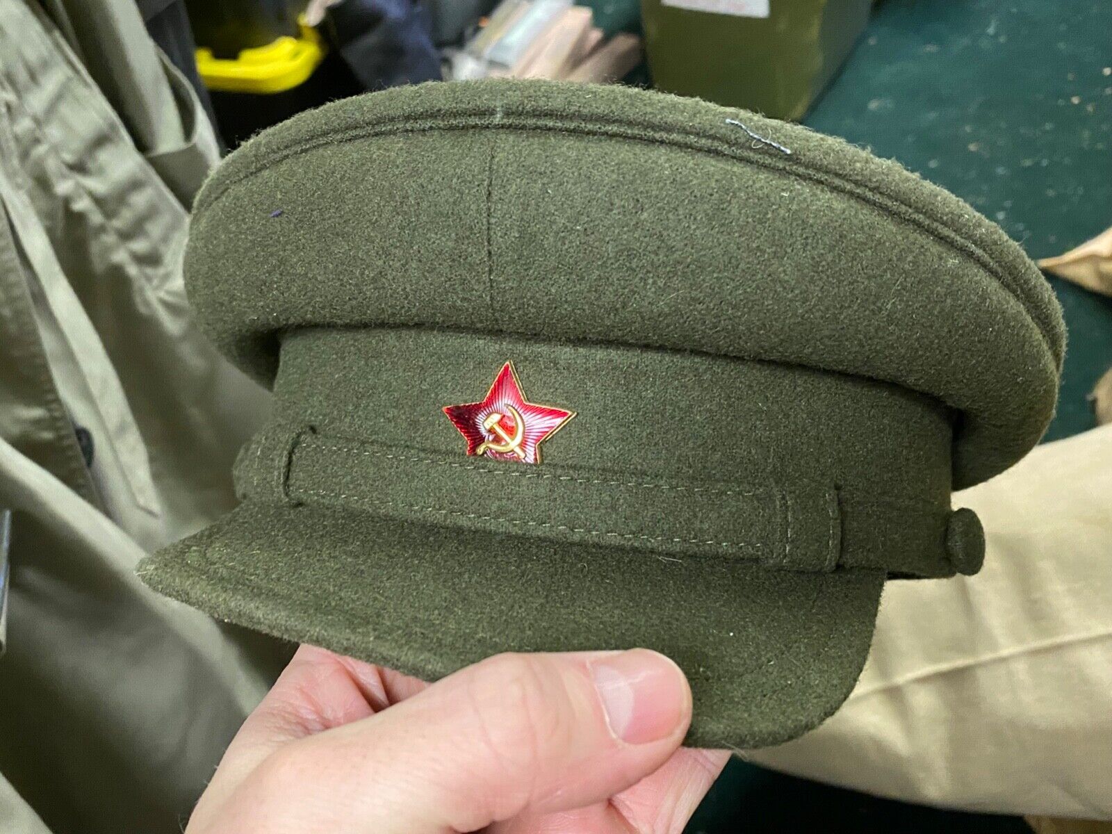 WWII SOVIET RUSSIAN M1941 OFFICER VISOR WOOL FIELD CAP W/INSIGNIA-MEDIUM