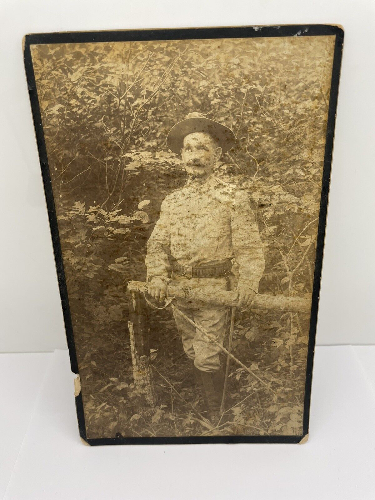 Spanish American War Era Photo New York Soldier W/ Sword. - NY Belt￼ Buckle