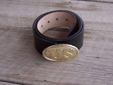 CIVIL WAR US BLACK LEATHER BELT WITH BRASS BUCKLE 42 picture