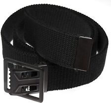 U.S MILITARY GRADE BLACK WEB TROUSER BELT WITH BLACK OPEN FACE BUCKLE USA MADE picture