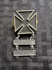 US Military Marksman Badge Pin with Carbine & Pistol Bars picture